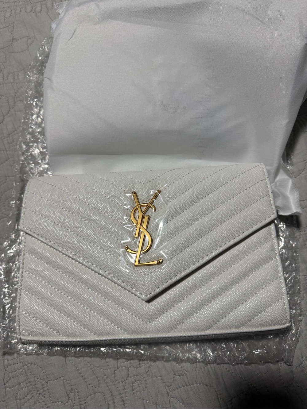 White Chevron Quilted Clutch